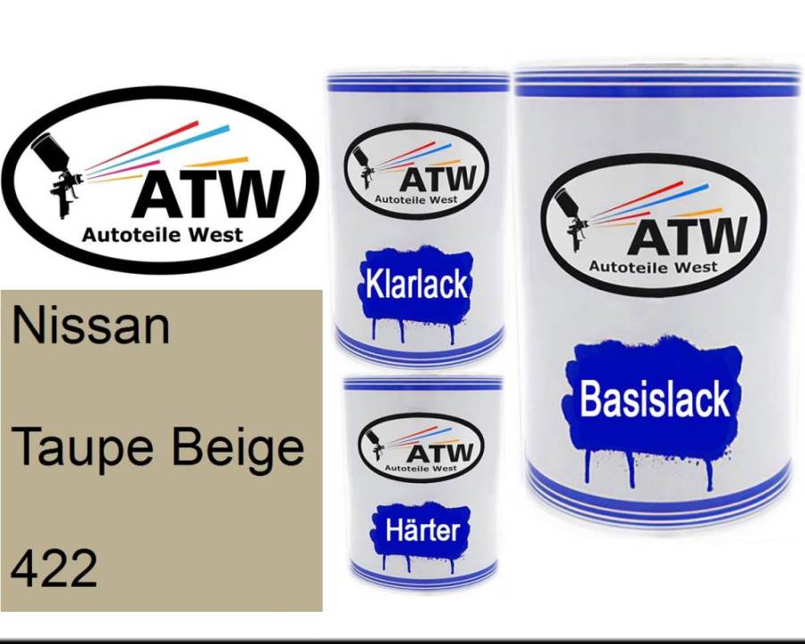 Nissan, Taupe Beige, 422: 500ml Lackdose + 500ml Klarlack + 250ml Härter - Set, von ATW Autoteile West.